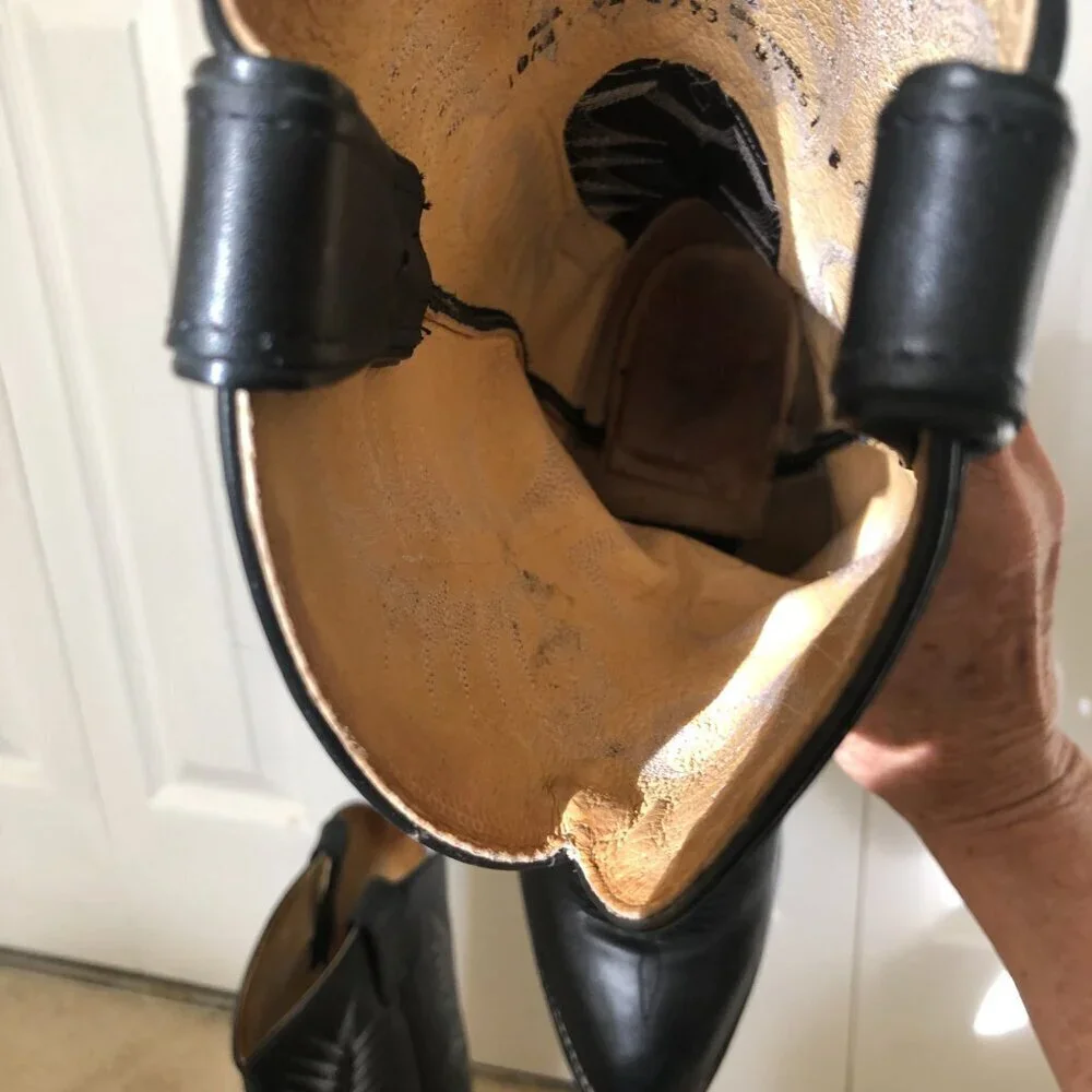 Tony Lama Black Cowboy Boots - Picture 9 of 11